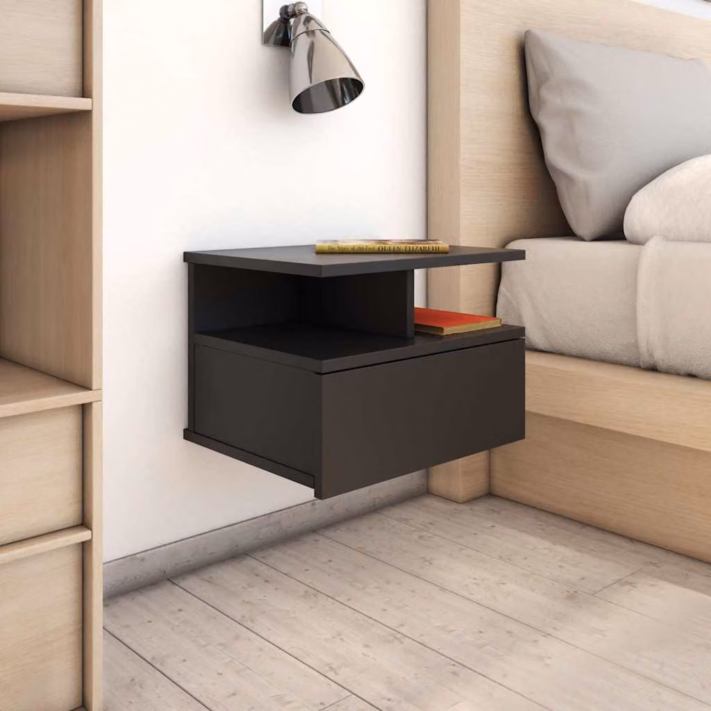 vidaXL Comodino Pensile Nero in Legno e MDF L 40 cm, P 31 cm, H 27 cm