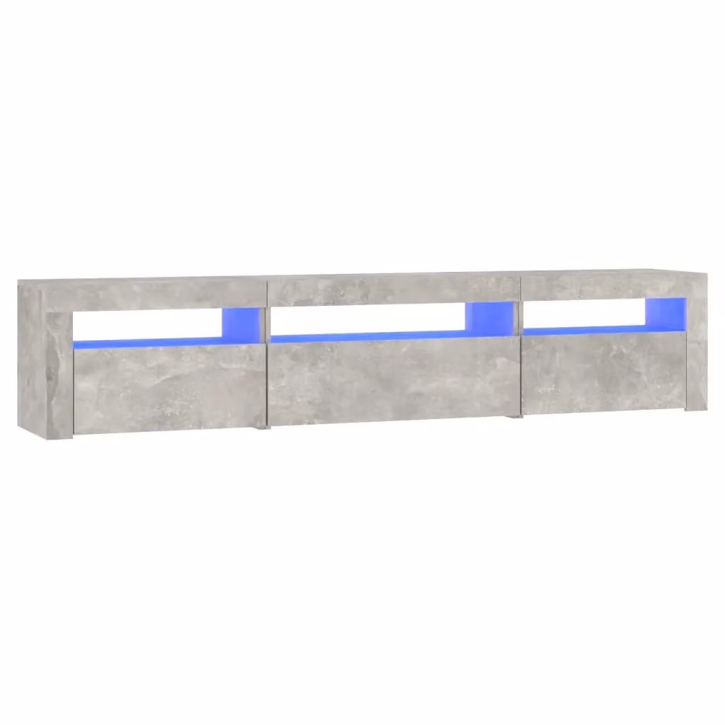 Mobile Porta TV Moderno vidaXL con Luci LED Integrate Grigio Cemento e Legno L: 195 cm, P: 35 cm, H: 40 cm – 2