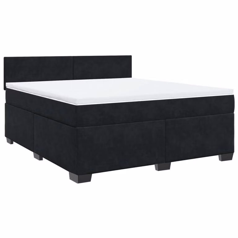 Giroletto a Molle con Materasso Nero 180x200 cm in Velluto