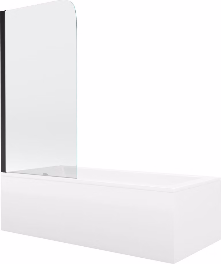 Vasca da bagno CUBIK 160x70cm con schermo 70cm Trasparente NERO