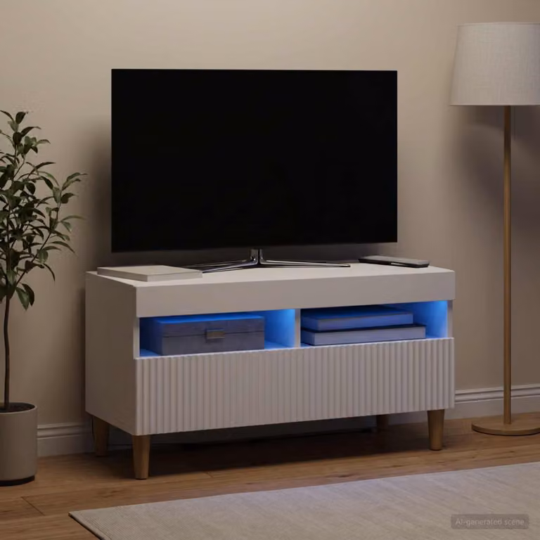 Mobile TV LED vidaXL ARNHEM Bianco con illuminazione integrata L 81 cm, P 35 cm, H 43 cm