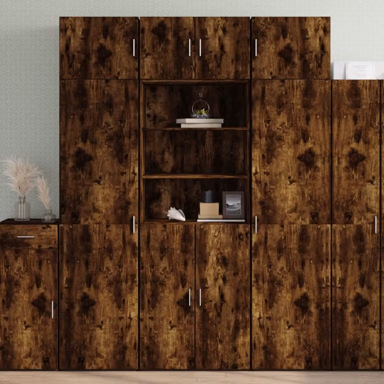 Credenza moderna vidaXL in legno rovere color marrone con ripiani e ante a battente, L 70 cm x P 42,5 cm x H 185 cm