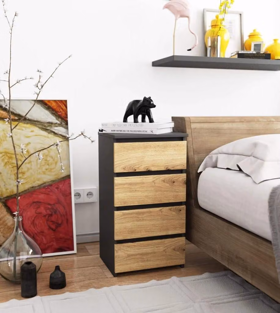 Cassettiera VALESTRA - grigio scuro / rovere artisan