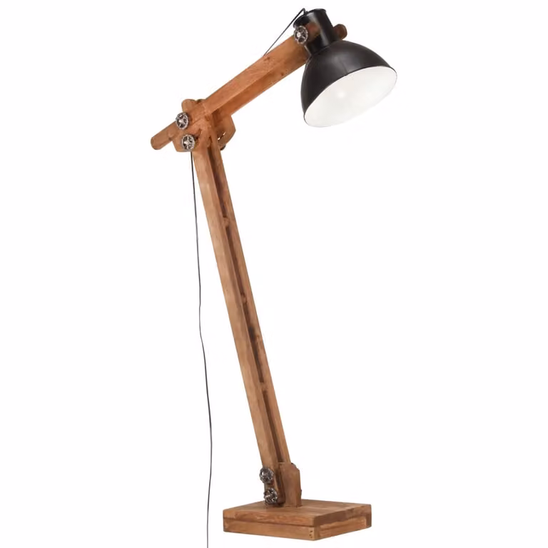 Lampada da terra in legno massiccio di mango nero E27