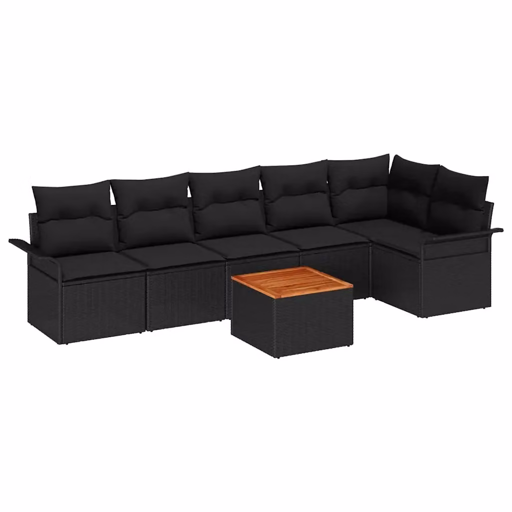 Set Divano da Giardino vidaXL a 7 posti con Tavolino e Contenitore Nero in Polyrattan e Acciaio – 2