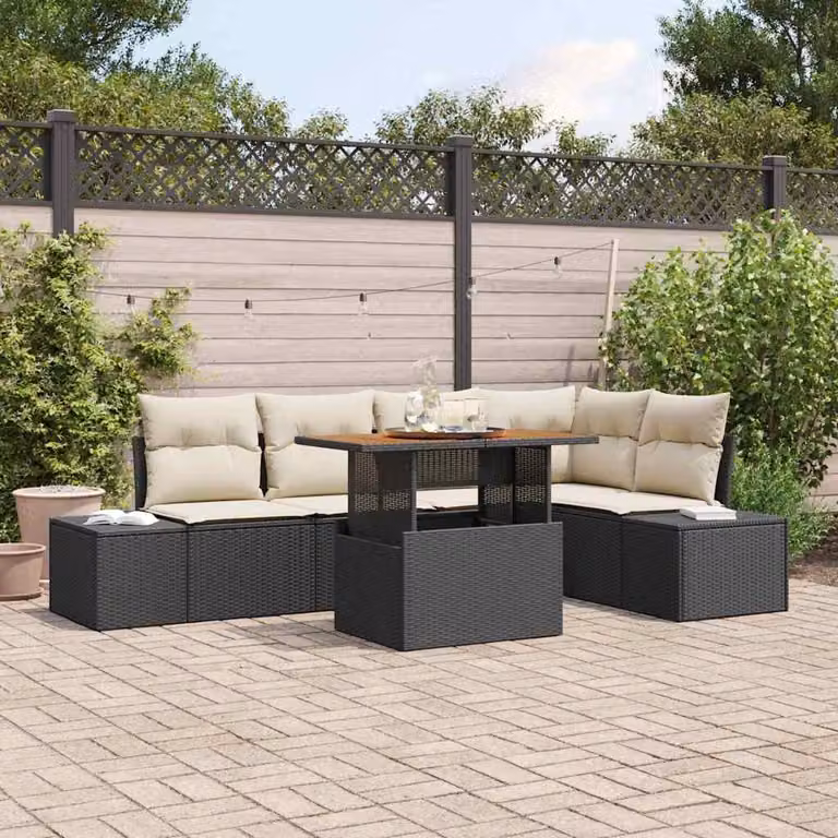 Maison Exclusive - Set da giardino composto da 6 pezzi, divano in rattan sintetico nero
