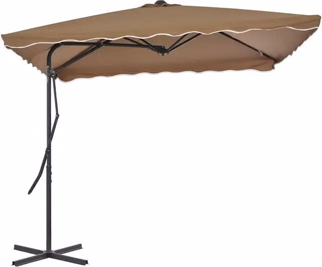 Ombrello da esterno con palo centrale in acciaio e copertura in poliestere, L 250 x P 250 cm, colore beige/marrone