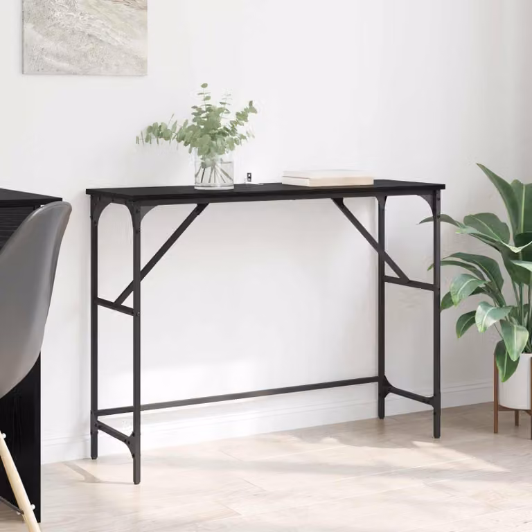 vidaXL Tavolo consolle in stile industriale nero, L: 100 cm, P: 32 cm, H: 75 cm