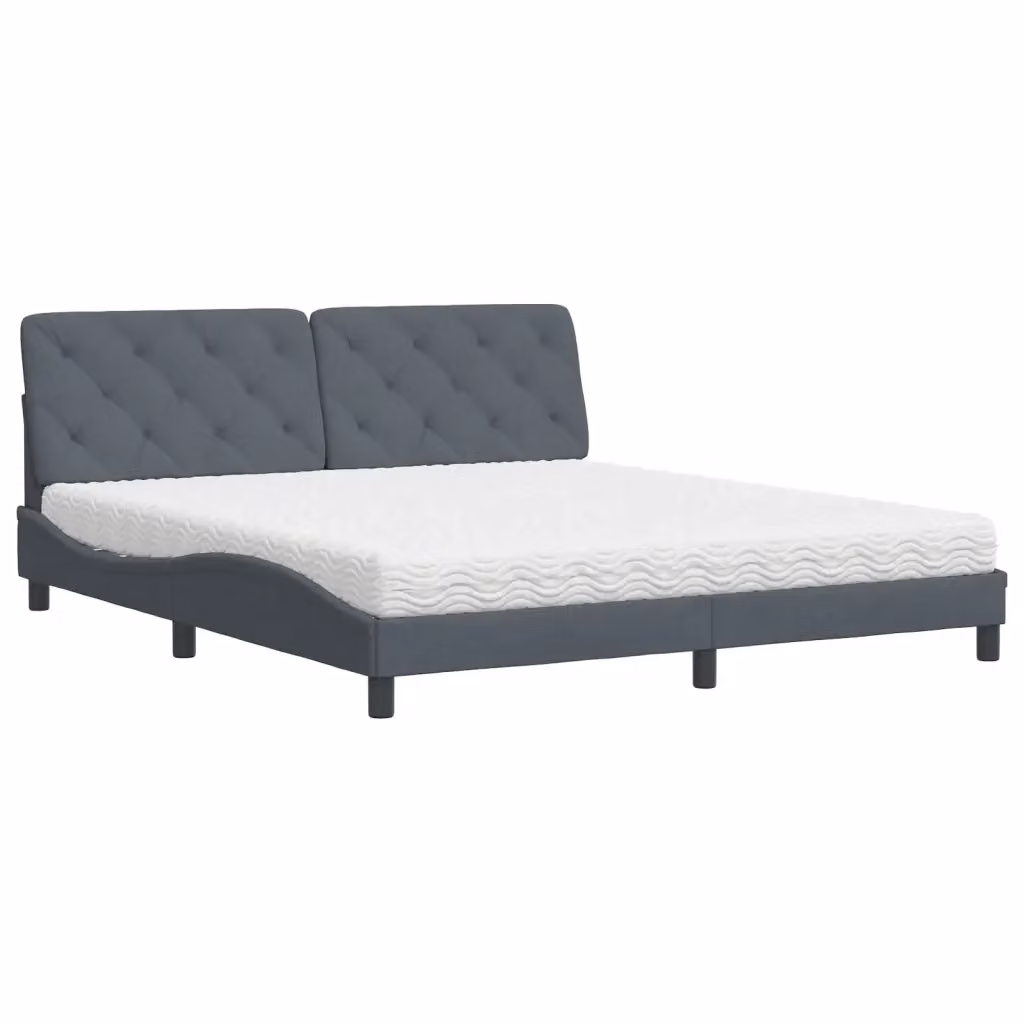 Letto moderno vidaXL in velluto grigio con materasso in schiuma L/P: 180 x 200 cm – 2