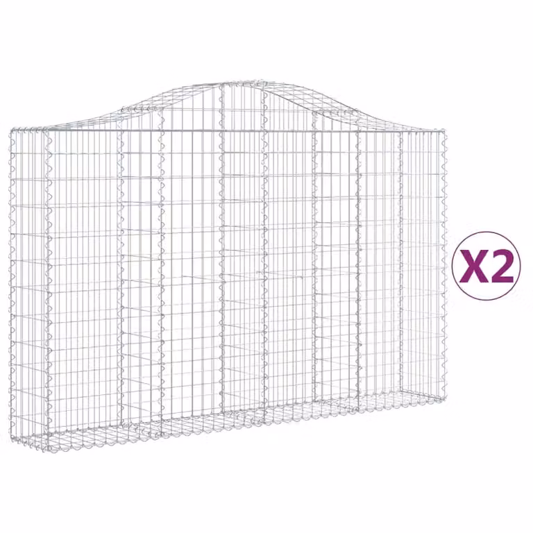 Cesti Gabbioni ad Arco 2 pz 200x30x120/140 cm Ferro Zincato