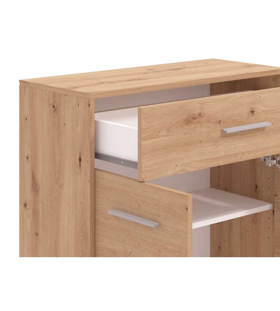 Rovere - Mobile Multiuso Minimalista - 80,5x33x80,5 cm - 2 Ante e Cassetto