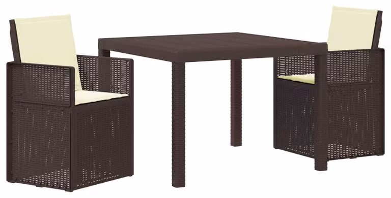 Set da Pranzo per Giardino con cuscino 3 pcs Marrone e Crema PP