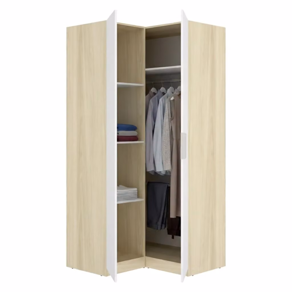 Armadio da camera da letto DMORA Luber con ante a battente, appendiabiti e ripiani interni, finitura rovere, L: 95 cm, H: 204 cm – 2