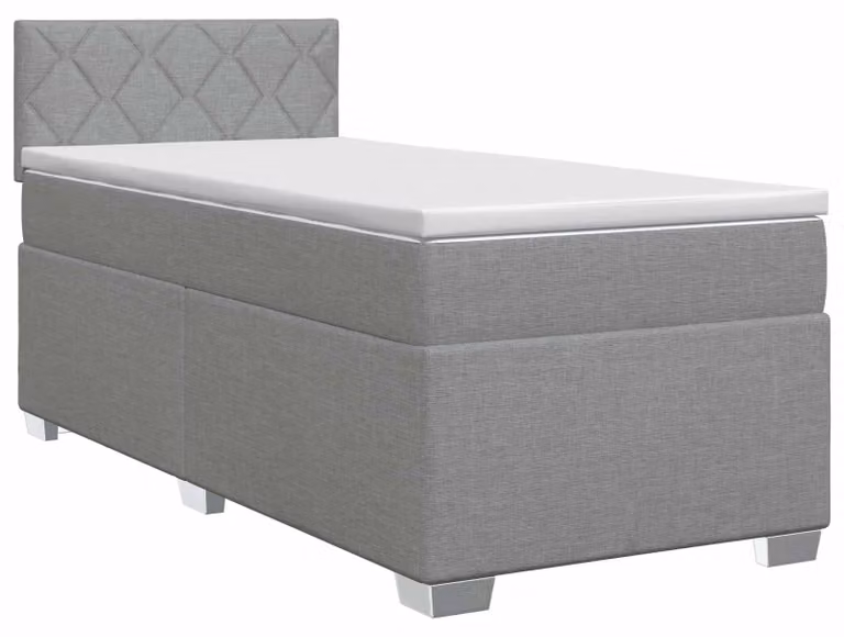 Letto a molle con materasso grigio chiaro 80 x 200 cm in tessuto
