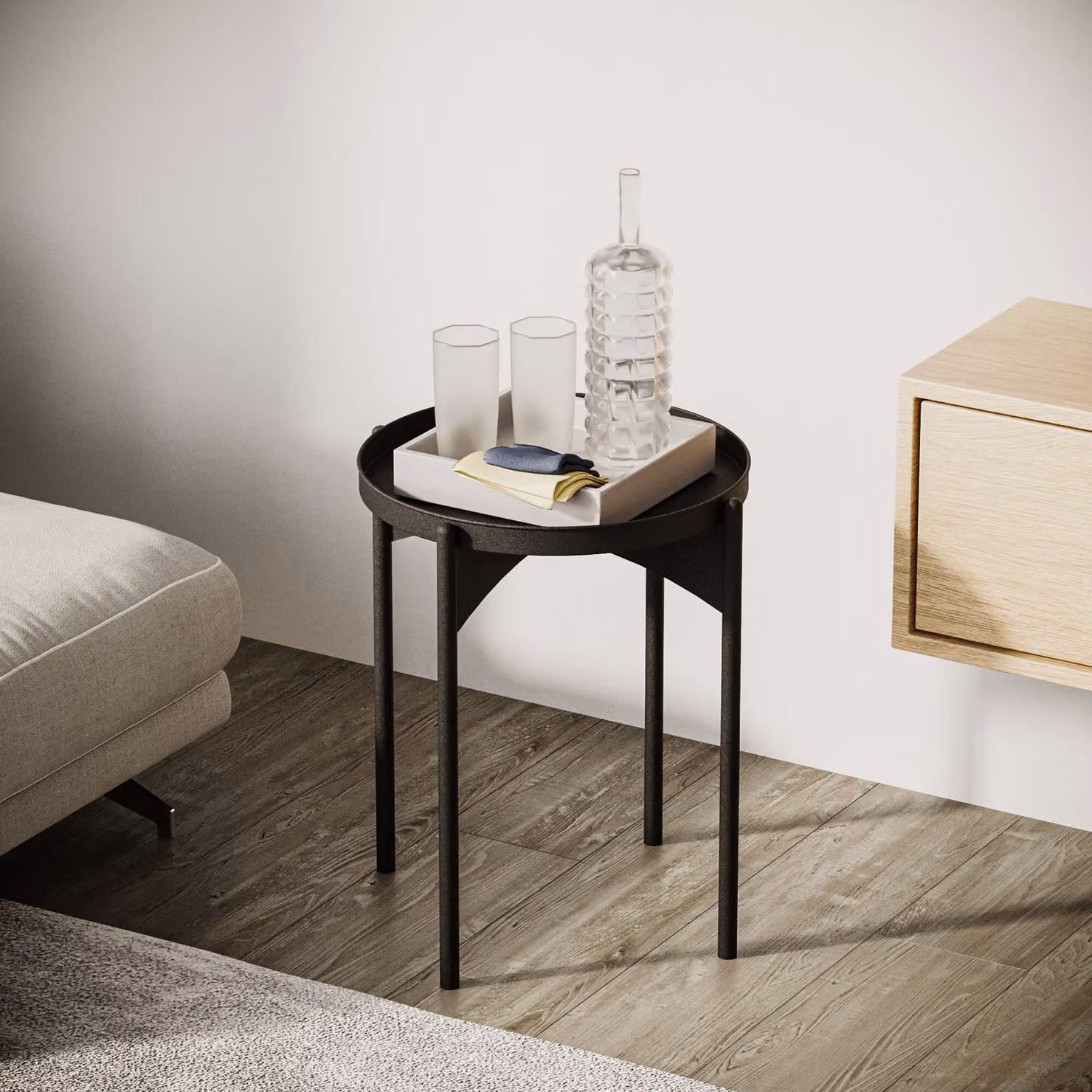 Skye Decor, Shb-002-A, tavolino, 100 % METALLO, nero, 44 x 44 x 57 cm