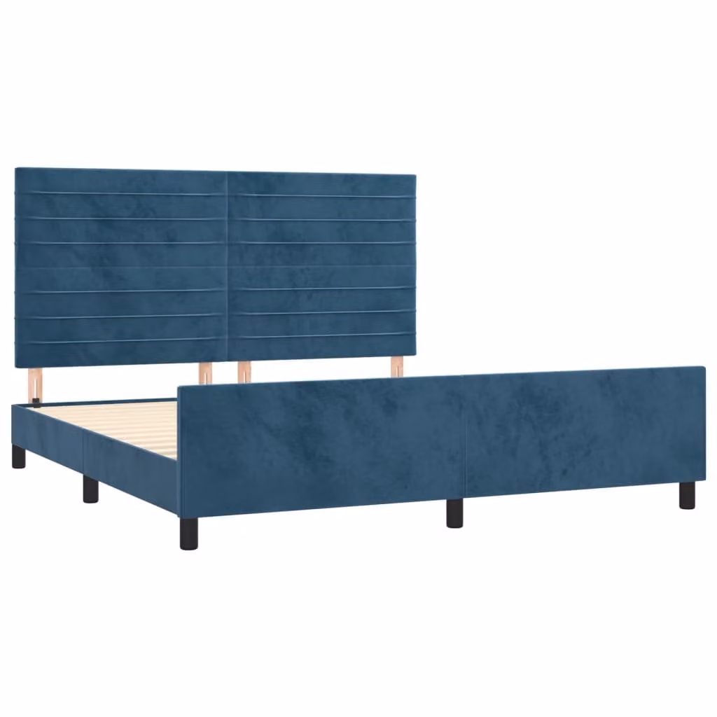 Giroletto senza Materasso Blu Scuro 160x200 cm in Velluto