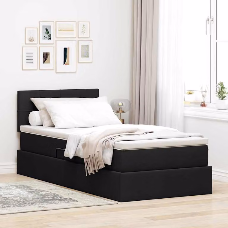 Letto con contenitore vidaXL con illuminazione LED e porta USB, Nero, L/P: 100 x 200 cm