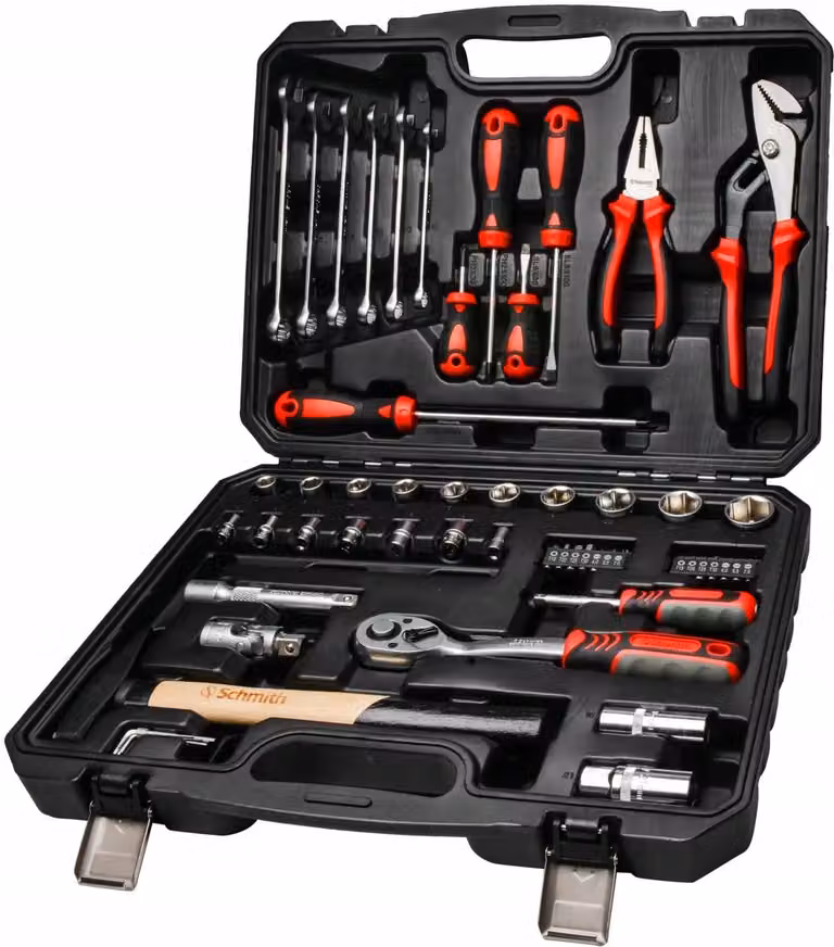 Set di utensili Schmith, set di chiavi a bussola, cassetta portachiavi, cassetta a cricchetto, 1/2 pollice, 56 pezzi. Utensili professionali per officina, ideali per bricolage e meccanici