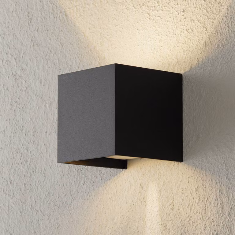 Helestra Applique da esterni a LED Siri 44, dimmerabile, Nero, Alluminio, Moderno, Applique LED da esterni