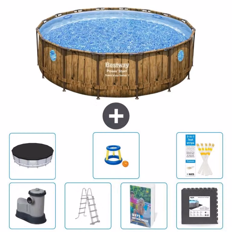 Bestway Power Steel, piscina rotonda - 488x122 cm - composta da 6 parti, modello S525