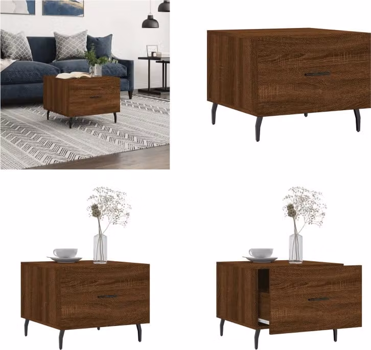 vidaXL Tavolino da caffè marrone look rovere 50x50x40 cm materiale a base di legno - Tavolino da caffè - Tavolini - Tavoli occasionali