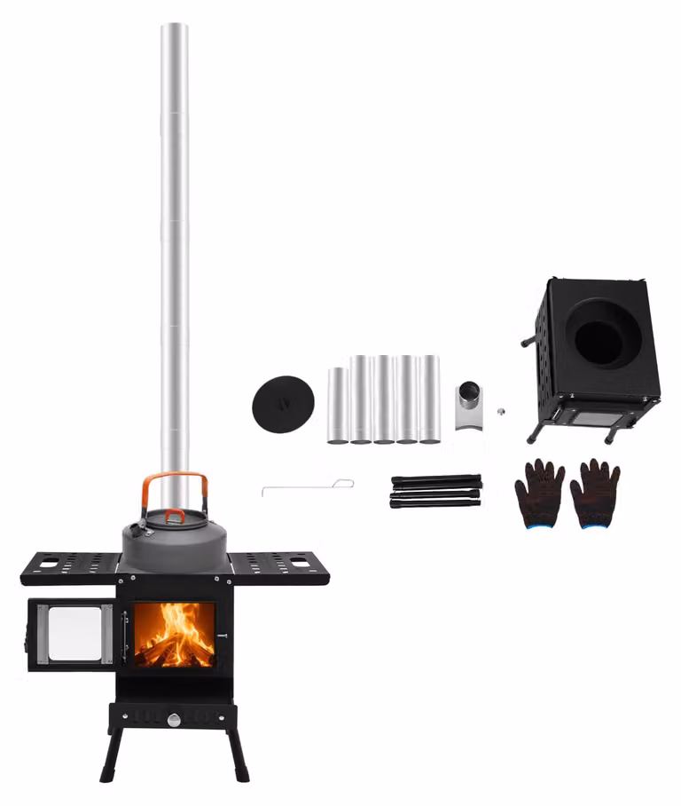 Forno da campeggio portatile - Forno a legna per esterni con altezza regolabile da 36 a 56 cm