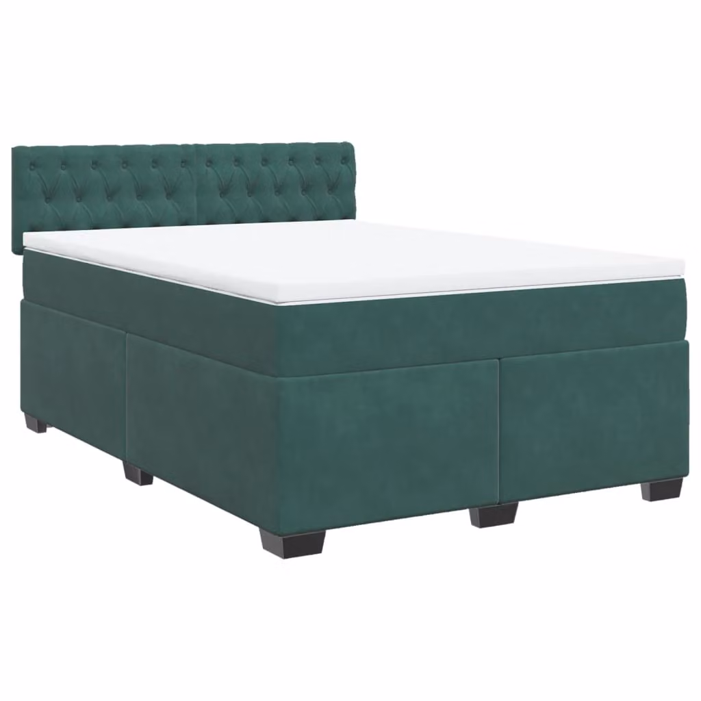 Giroletto a Molle con Materasso Verde Scuro 140x190 cm Velluto