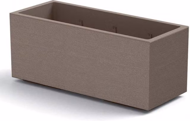 Vaso fioriera rettangolare Materia Veca in plastica con ruote, Colore: Avana