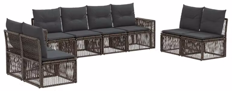 Set di divani da giardino, 8 pezzi, grigio e grigio scuro, in rattan sintetico