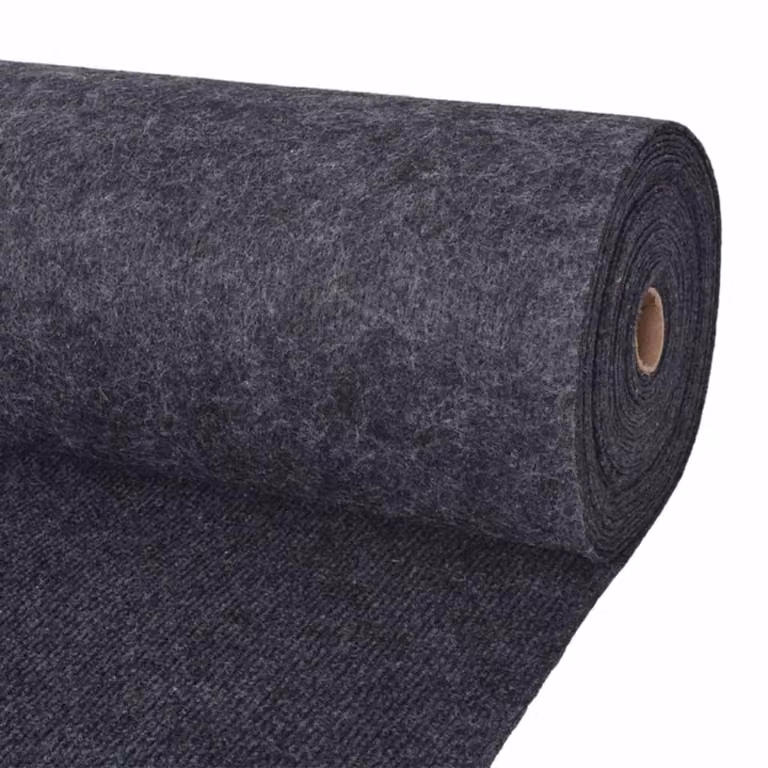 Tappeto moderno a strisce vidaXL in poliestere antracite, L: 120 cm, P: 1000 cm