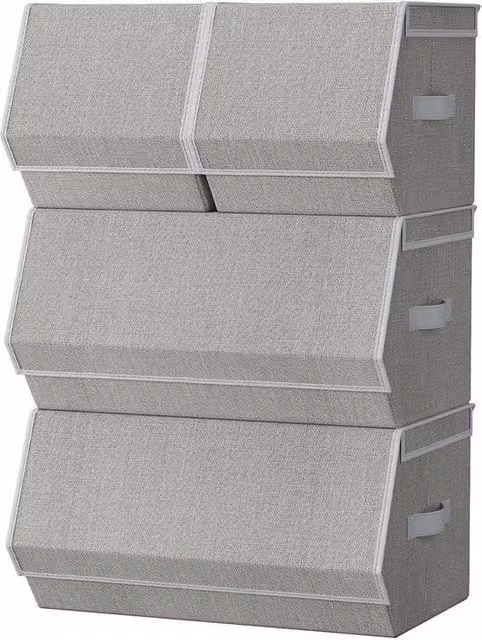 Scatole di archiviazione in metallo con coperchi - cassetti per abbigliamento - chiusure magnetiche - contenitore per abbigliamento - metallo - libretti per abbigliamento - colore grigio chiaro