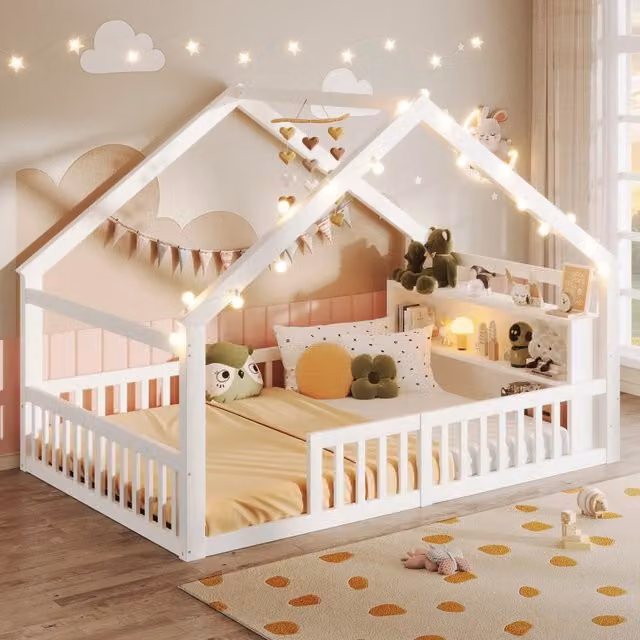 letto per bambini in pino bianco 140 x 190 cm