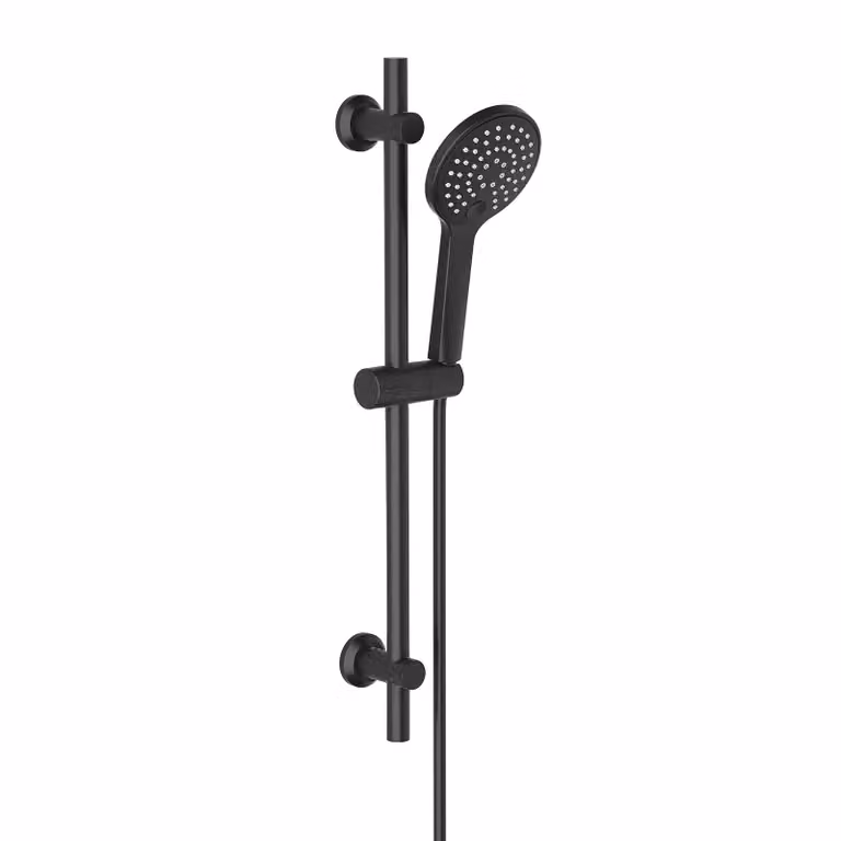 Set doccia Görbach Rail Shower kit Sistema doccia con doccetta Asta doccia Tubo doccia Set asta doccia 70 cm (D12, nero)