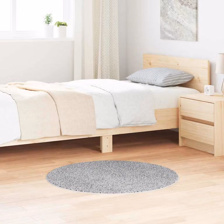 Tappeto Shaggy Antiscivolo vidaXL Grigio, L/P: 90 x 90 cm, in Polipropilene
