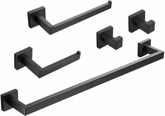Set di accessori da bagno, nero, 60 cm, appendiasciugamano, 2 appendiasciugamani, appendirolla, appendiasciugamano, acciaio inossidabile, accessori da bagno GTS3190B