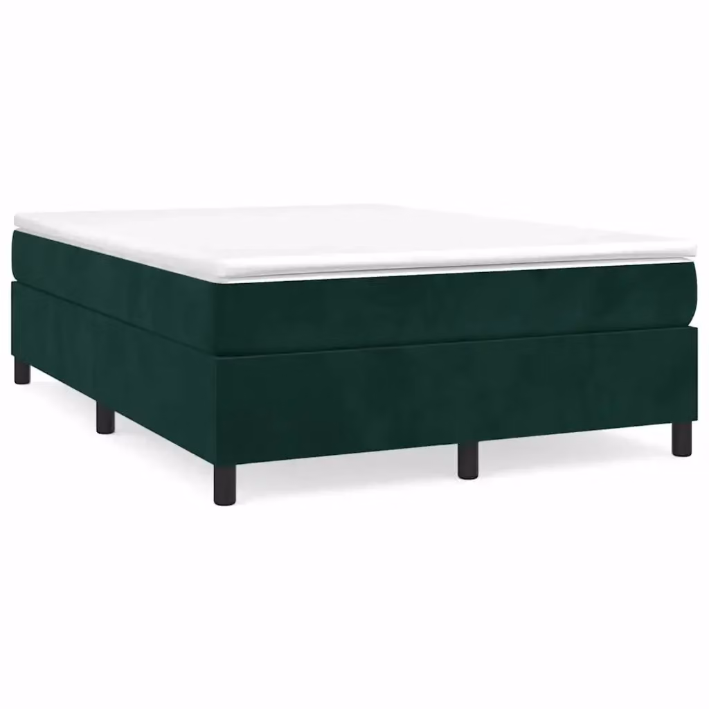 Letto Ibrido vidaXL in Velluto Verde Scuro con Giroletto a Molle e Materasso L/P: 140 x 200 cm – 2