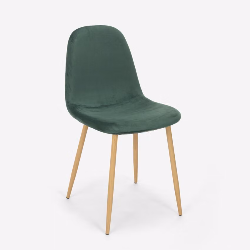 Sedia Design Gambe Nordiche Legno Tessuto Cucina Bar Ristorante Salmone - Verde Scuro