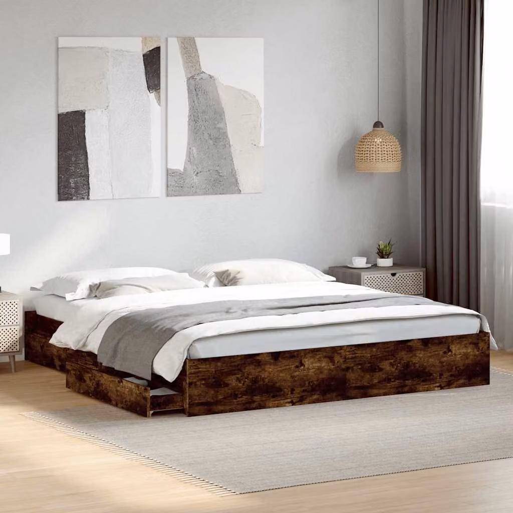 vidaXL Giroletto con Cassetti in Legno Multistrato e MDF, Colore Marrone, L/P/H: 183 x 180 x 203 cm