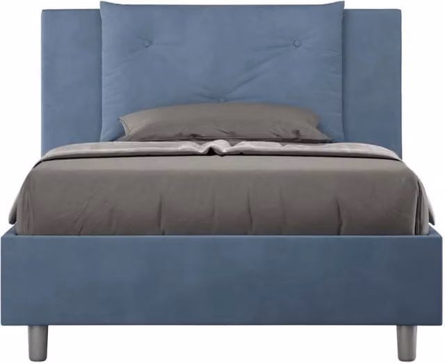 Letto una piazza e mezza senza rete imbottito 110x210 microfibra blu Appia