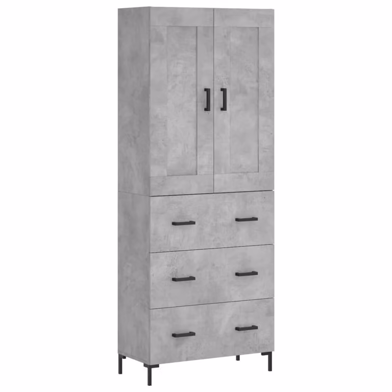 Credenza Grigio Cemento 69,5x34x180 cm in Legno Multistrato