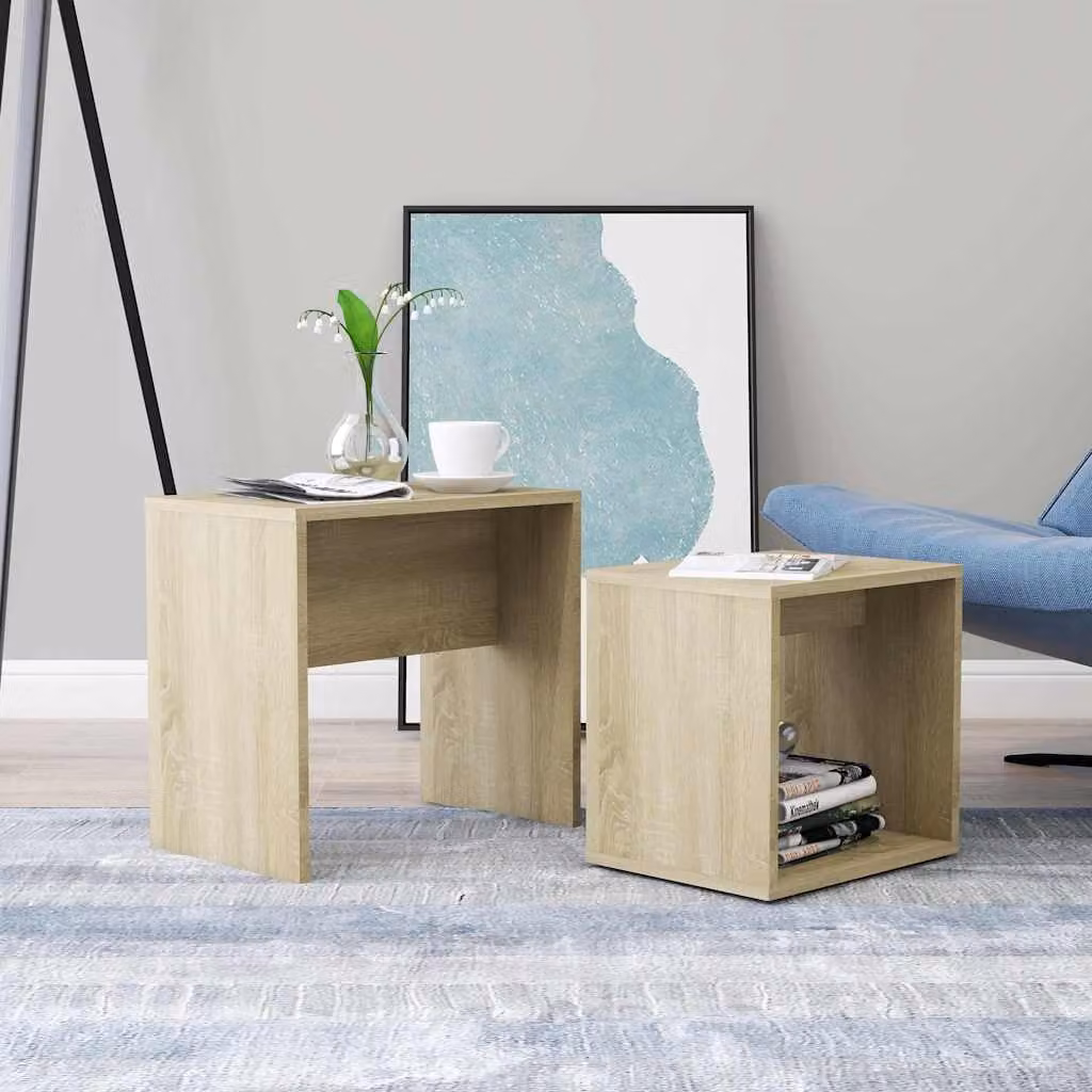 Set di tavolini da salotto vidaXL in legno Rovere Sonoma, colore marrone/beige, L/P/H: 48 x 30 x 45 cm