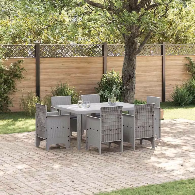 Maison Exclusive - Set da pranzo per esterno, 7 pezzi, rattan sintetico color grigio chiaro