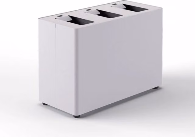 Pattumiera a 3 Scomparti Totale 72 L 71,5x33x49 cm con Contenitori Interni in Acciaio Verniciato Bianco