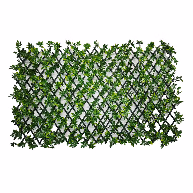 Siepe Artificiale Estensibile con Foglie di Schefflera Verde Vestiamo Casa Giardino H: 28 cm, L: 280 cm