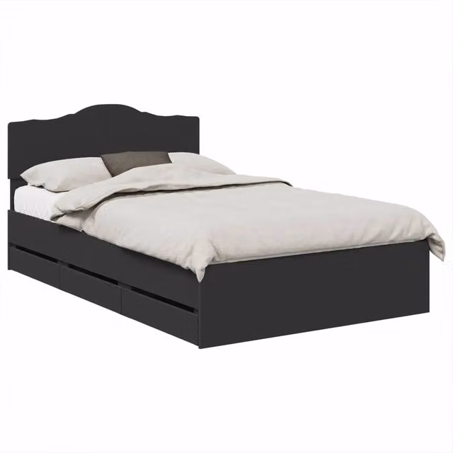 Letto matrimoniale | Letto per adulti | Struttura del letto Nero 120 x 190 cm Legno Ingegnerizzato