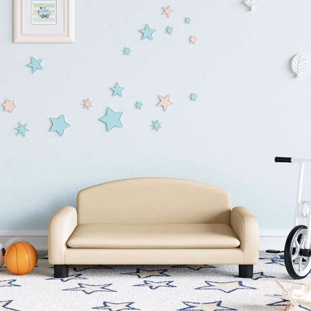 vidaXL Divano per bambini in tessuto beige L: 70 cm, P: 45 cm, H: 30 cm