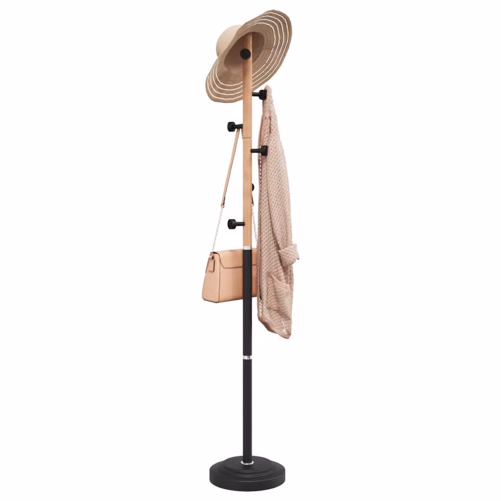 vidaXL Appendiabiti Moderno Nero con Ganci in Legno di Faggio Altezza: 177 cm