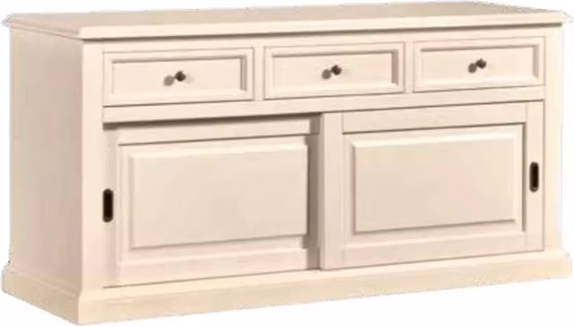 Madia credenza con 2 porte scorrevoli in legno color avorio Mobili 2G L: 157 cm, P: 53 cm, H: 78 cm