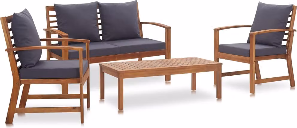 Maison Exclusive - Set da giardino con cuscini, 4 pezzi, legno massello di acacia