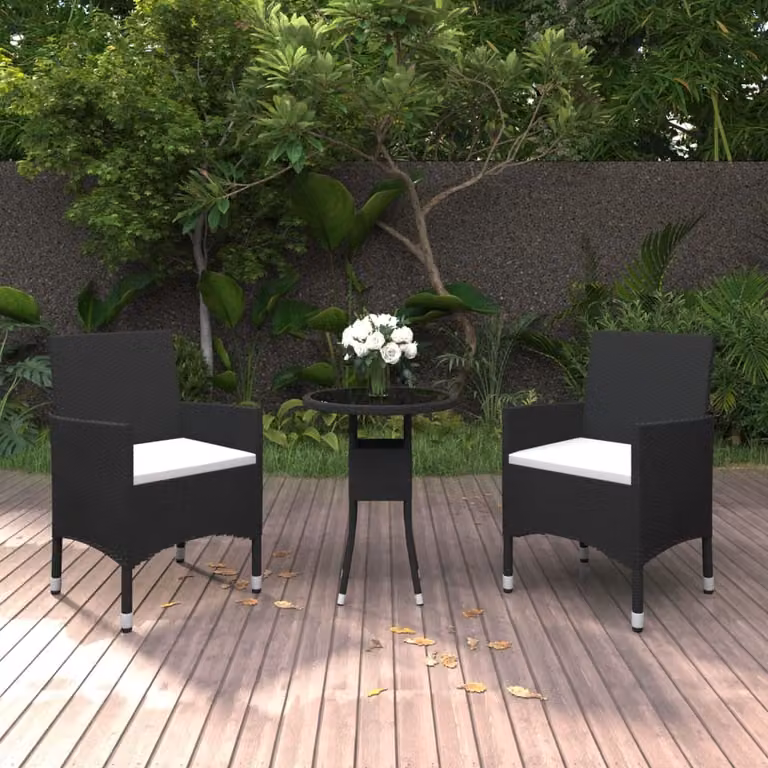 Maison Exclusive - Set da pranzo da giardino a 3 pezzi in rattan sintetico nero